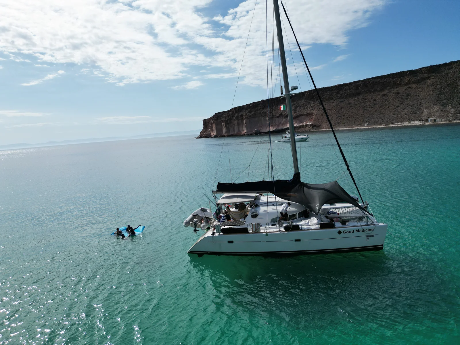 Good Medicine — catamaran exterior at anchor